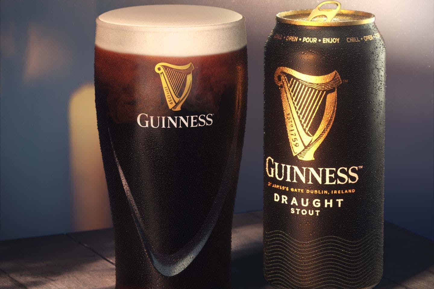 Guinness draught in a can poured out into a pint glass