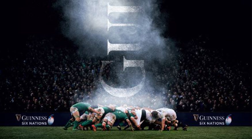 Two rugby teams in a scrum