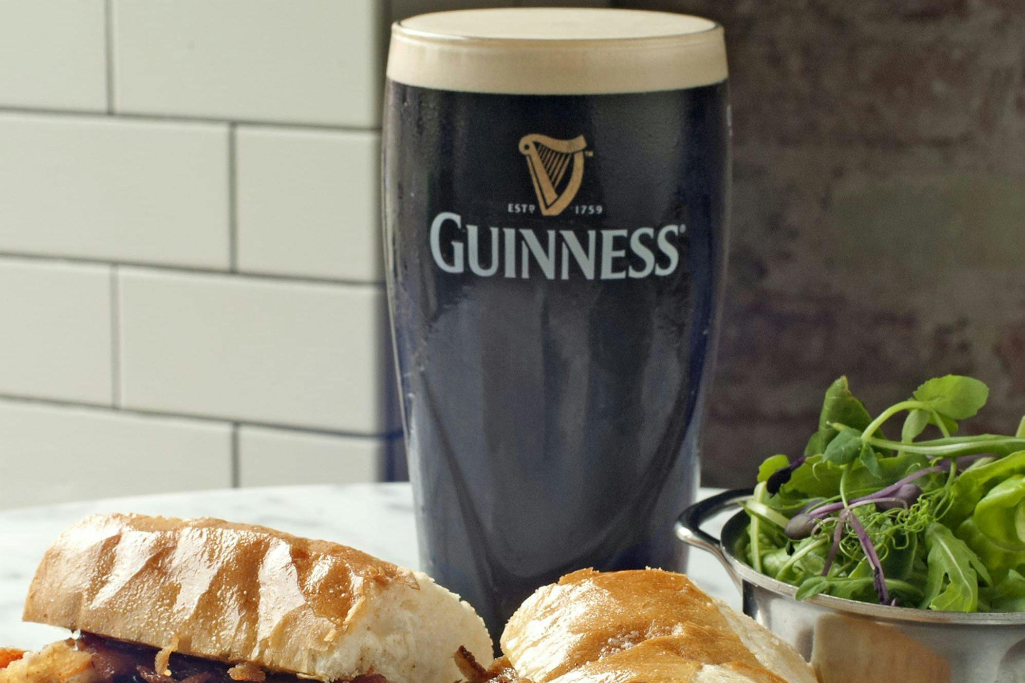 brie sandwich with a pint of Guinness
