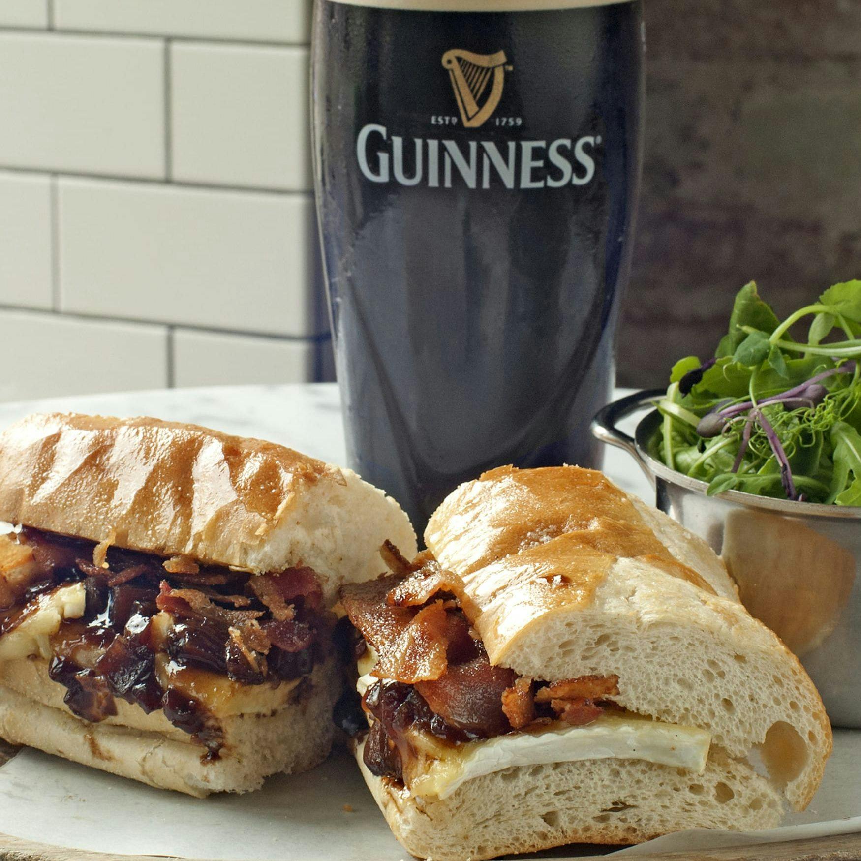 Guinness sandwich with pint of Guinness