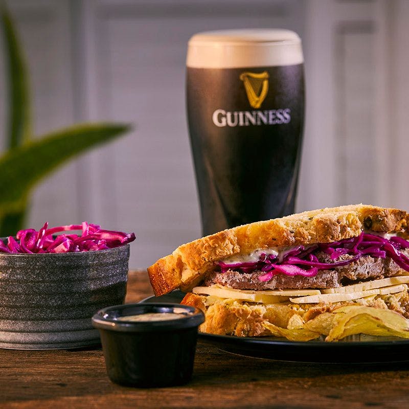sandwich with a pint of Guinness